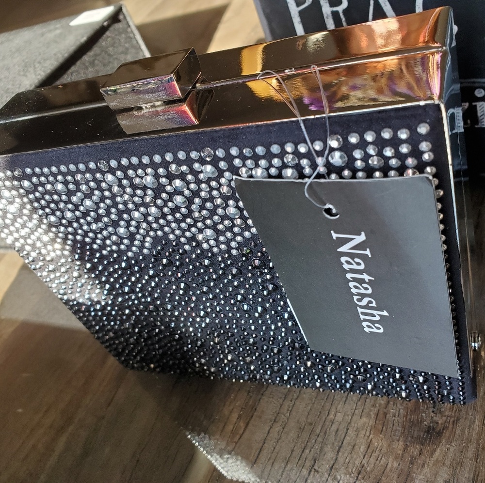 Evening clutch - black/silver crystals